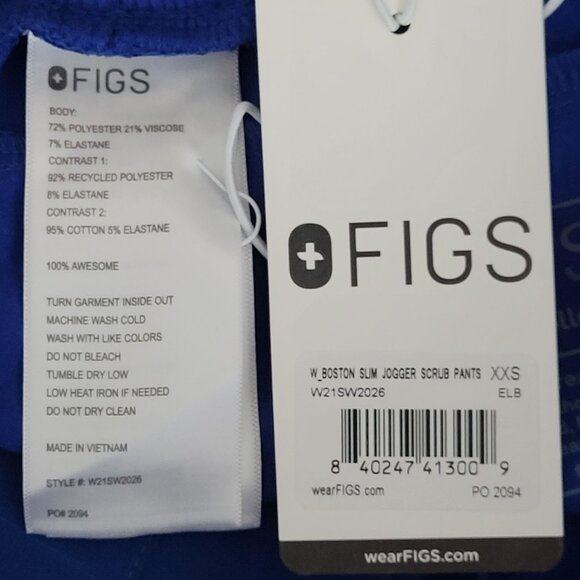Figs Boston Slim Jogger Scrub Pants Womens Size XXS Electric Blue NWT - Picture 7 of 7